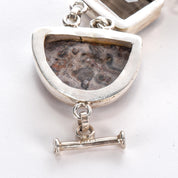 Sterling Rainforest Jasper and Smoky Quartz Link Bracelet