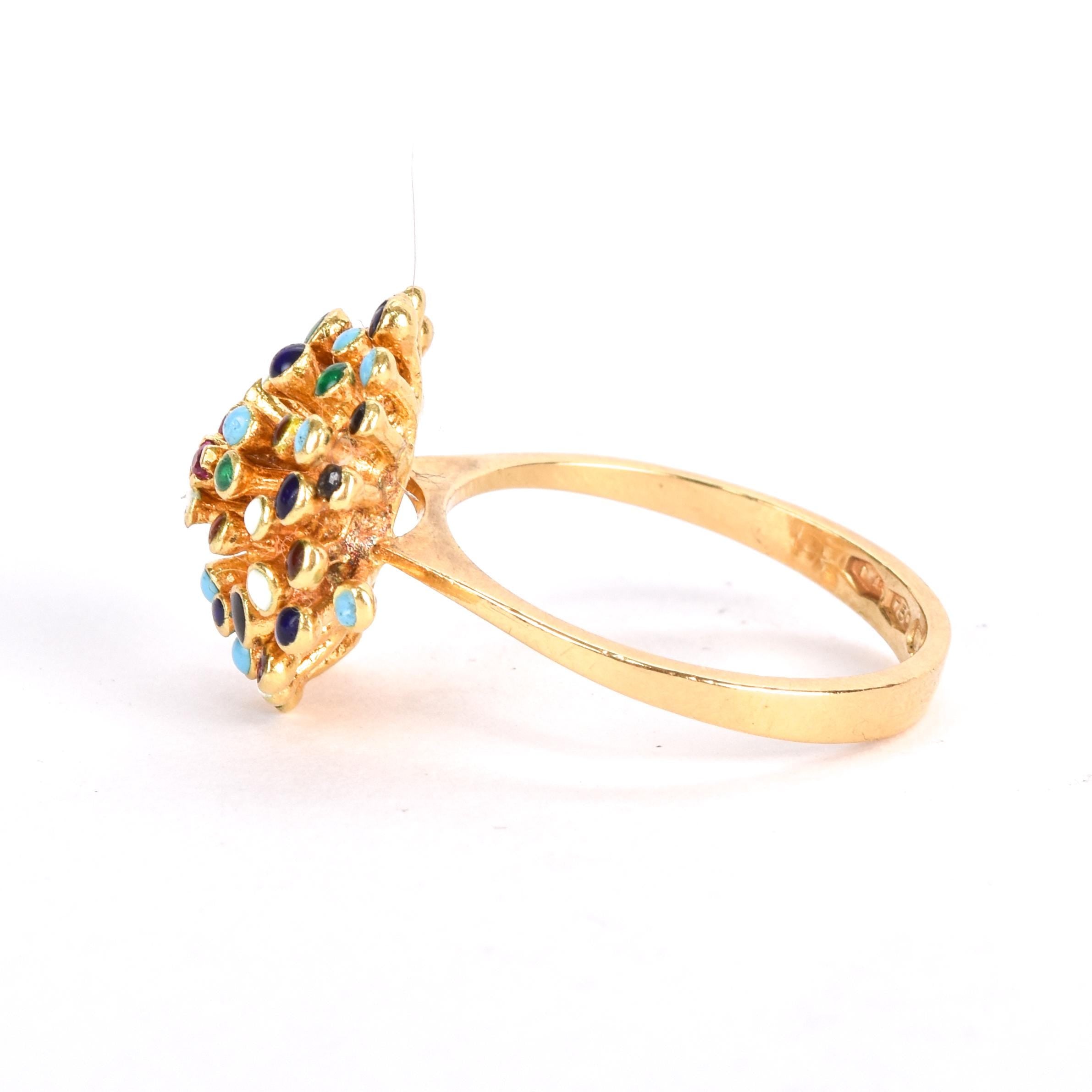 18K Gold, Ruby, and Enamel En Tremblant Ring