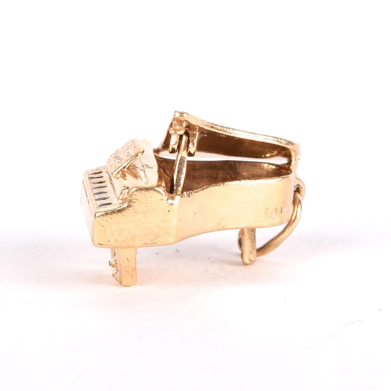 14K Gold Piano Articulating Charm