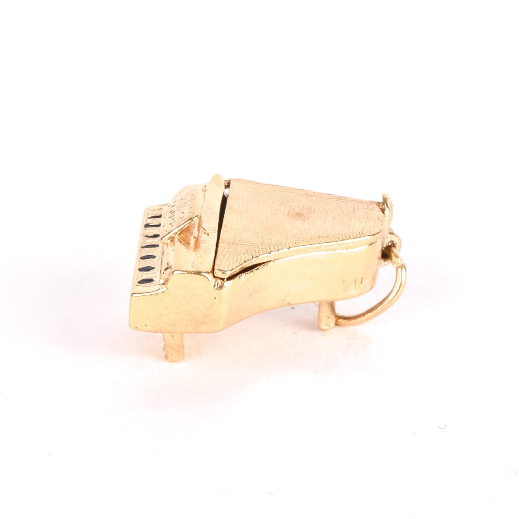 14K Gold Piano Articulating Charm
