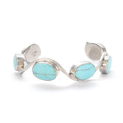 Sterling Silver and Turquoise Wave Link Cuff