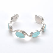Sterling Silver and Turquoise Wave Link Cuff