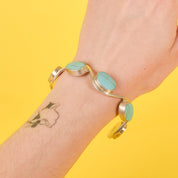 Sterling Silver and Turquoise Wave Link Cuff