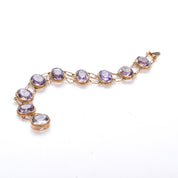 Vintage Victorian Style Gold Filled Amethyst Link Bracelet, Gold-Tone and Amethyst Bracelet, 7in