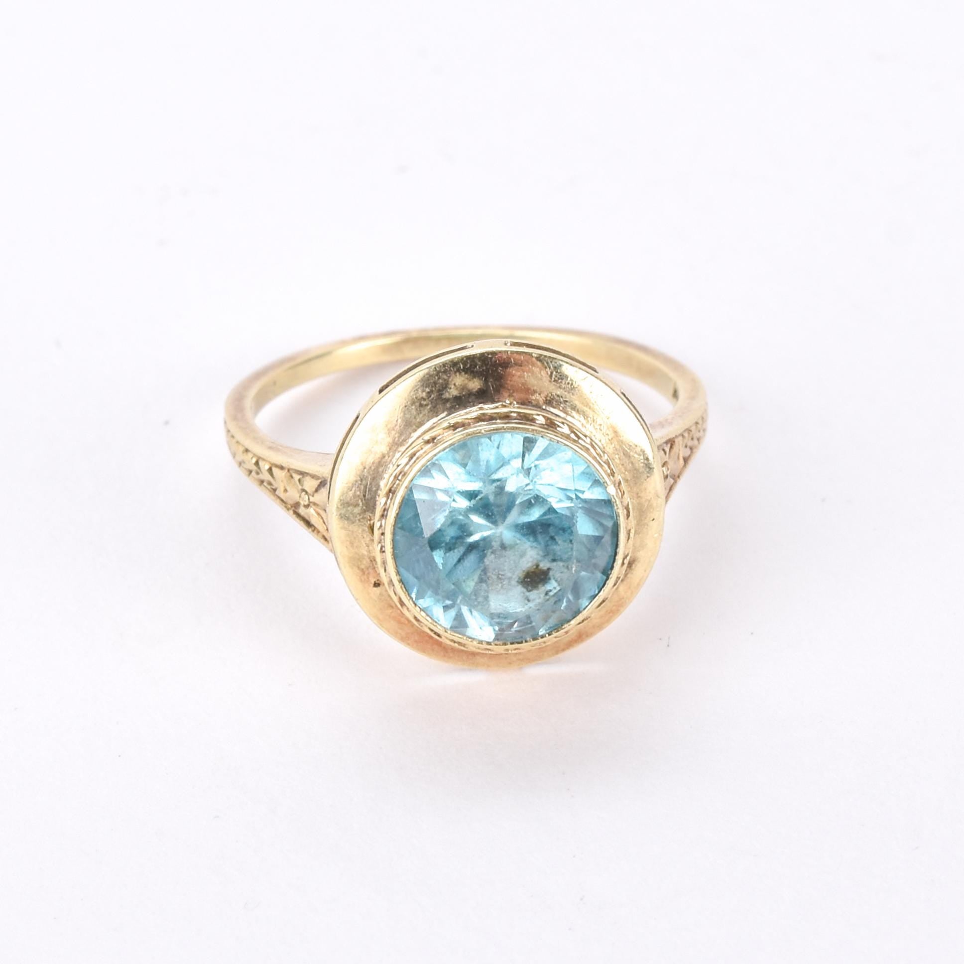 14K Gold Blue Topaz Solitaire Ring