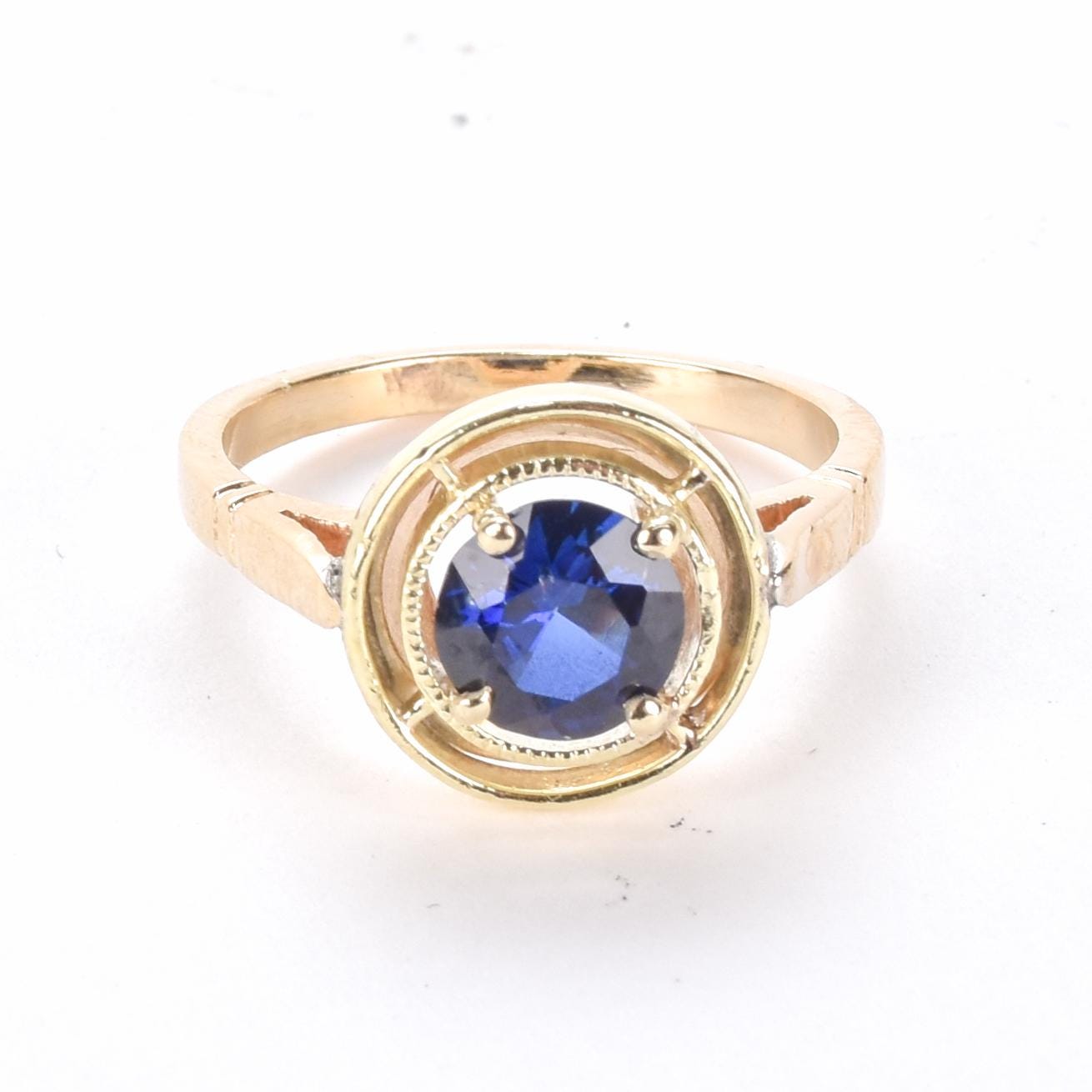 14K Gold Sapphire Solitaire Ring
