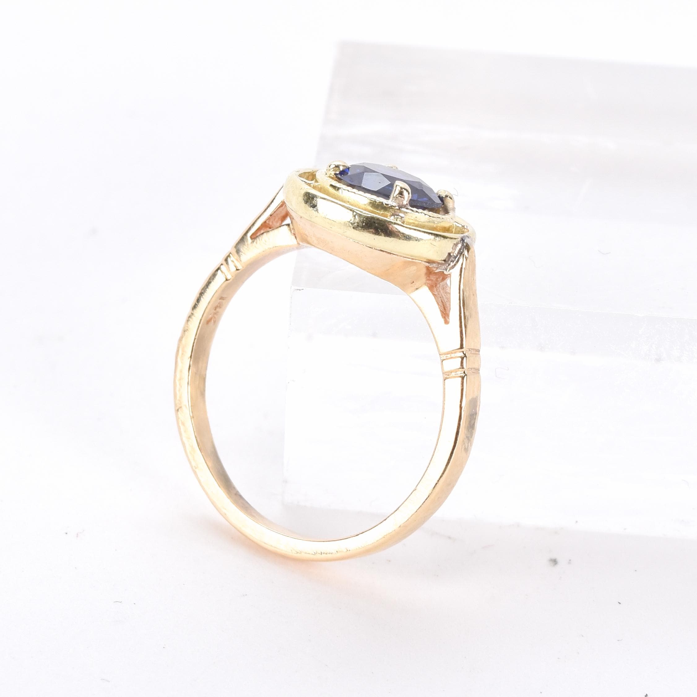 14K Gold Sapphire Solitaire Ring