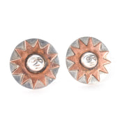 William Spratling Sterling Silver and Copper Sun Earrings