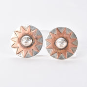 William Spratling Sterling Silver and Copper Sun Earrings