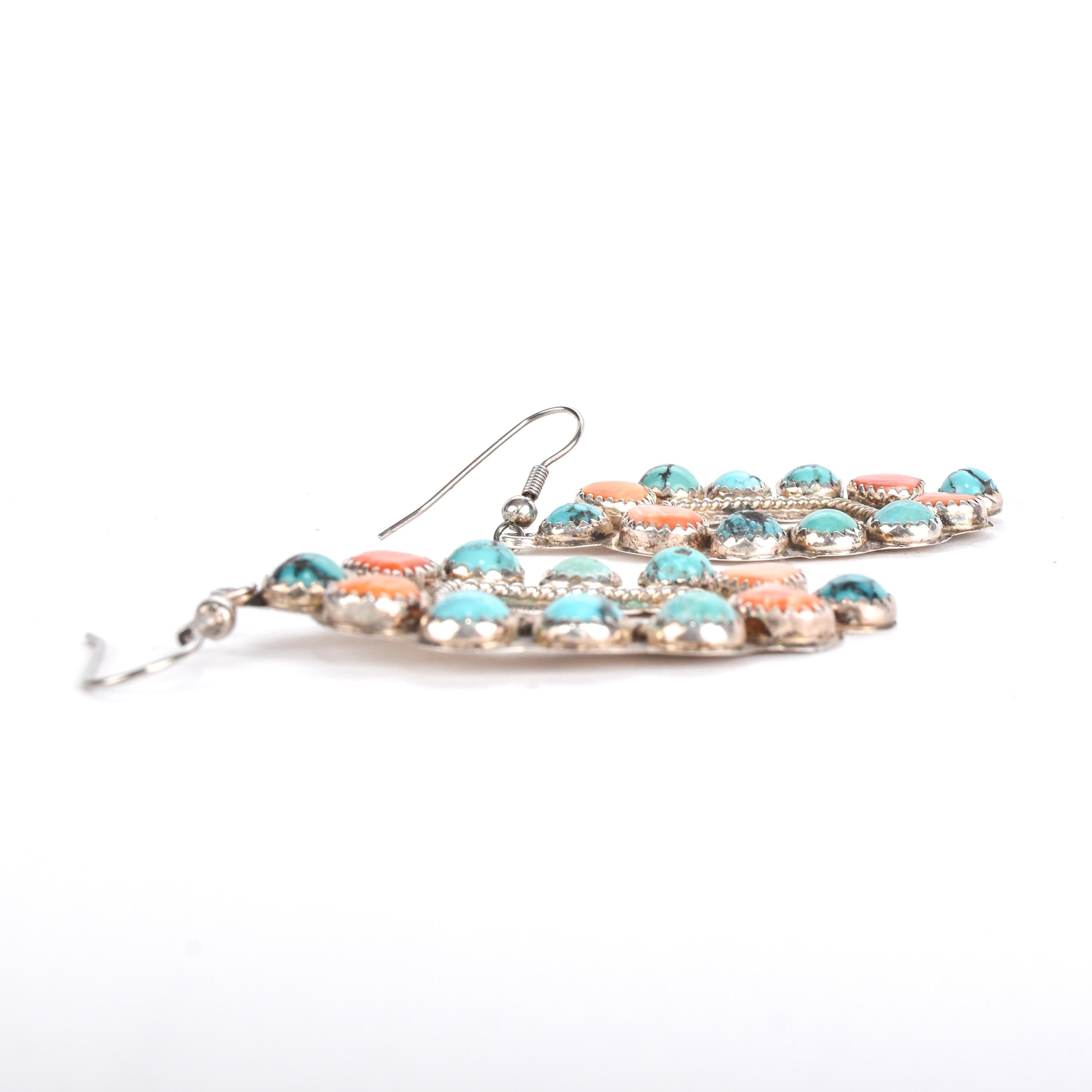 1970s Oscar Betz Sterling Silver Multi-Stone Dangle Earrings