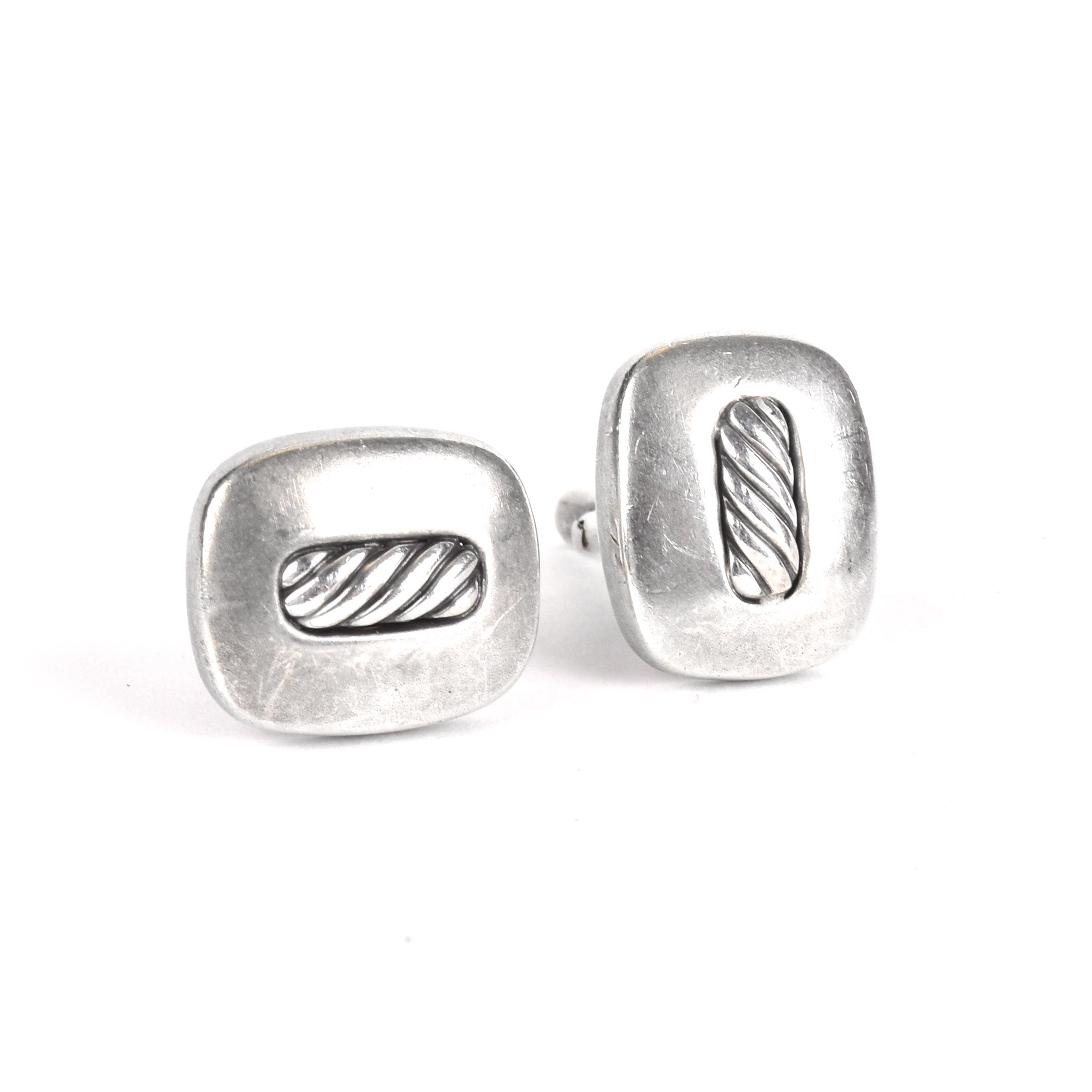 Vintage David Yurman Sterling Silver Cable Cuff Links