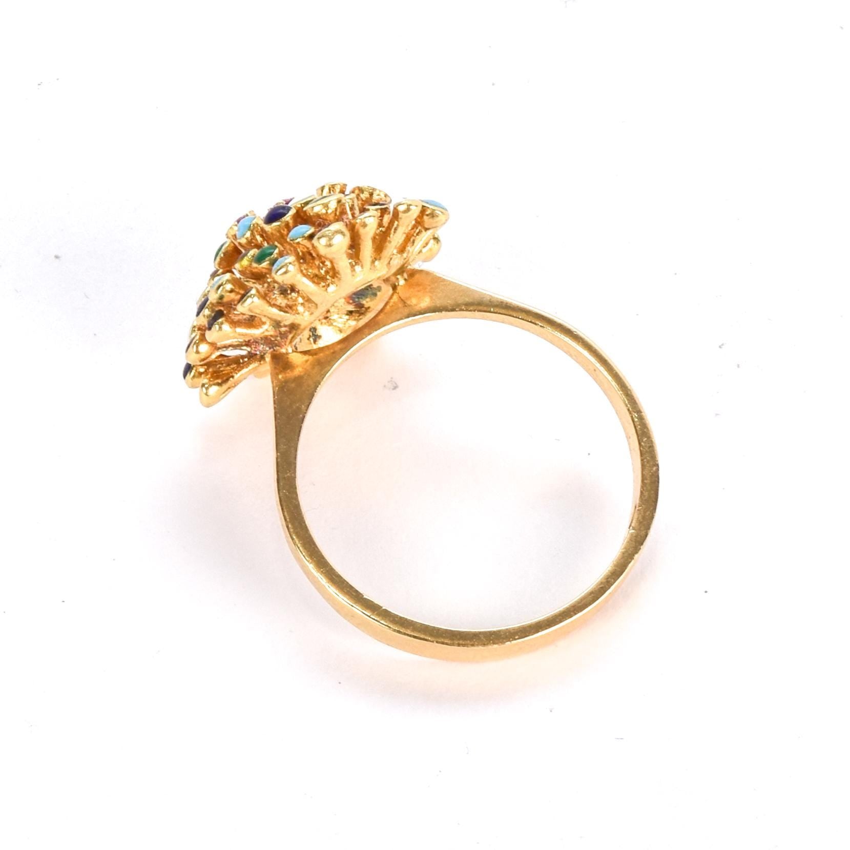 18K Gold, Ruby, and Enamel En Tremblant Ring
