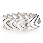 Japanese 950 Silver Chevron Link Bracelet Signed Toyokoki