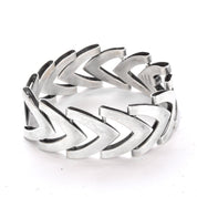 Japanese 950 Silver Chevron Link Bracelet Signed Toyokoki