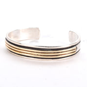 14K Gold and 925 Sterling Silver Navajo Cuff Signed M.M. Rogers