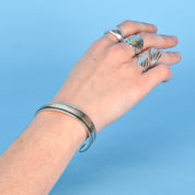 14K Gold and 925 Sterling Silver Navajo Cuff Signed M.M. Rogers