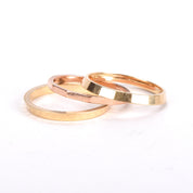 14K Gold Two-Tone Faceted Stacking Bands