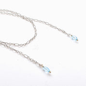Vintage David Yurman Sterling Silver Wrap Necklace with 18K Gold and Blue Topaz Beads