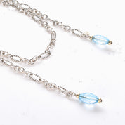 Vintage David Yurman Sterling Silver Wrap Necklace with 18K Gold and Blue Topaz Beads