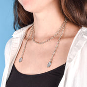 Vintage David Yurman Sterling Silver Wrap Necklace with 18K Gold and Blue Topaz Beads