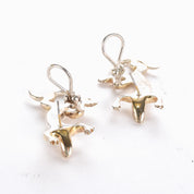 Signed Sergio Bustamante Sterling Silver and Gold Vermeil Lizard Earrings