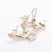 Signed Sergio Bustamante Sterling Silver and Gold Vermeil Lizard Earrings