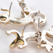 Signed Sergio Bustamante Sterling Silver and Gold Vermeil Lizard Earrings
