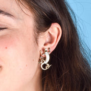 Signed Sergio Bustamante Sterling Silver and Gold Vermeil Lizard Earrings