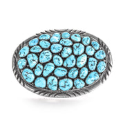 Sterling Silver Sleeping Beauty Nugget Turquoise Belt Buckle