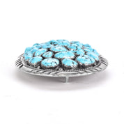 Sterling Silver Sleeping Beauty Nugget Turquoise Belt Buckle