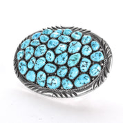 Sterling Silver Sleeping Beauty Nugget Turquoise Belt Buckle