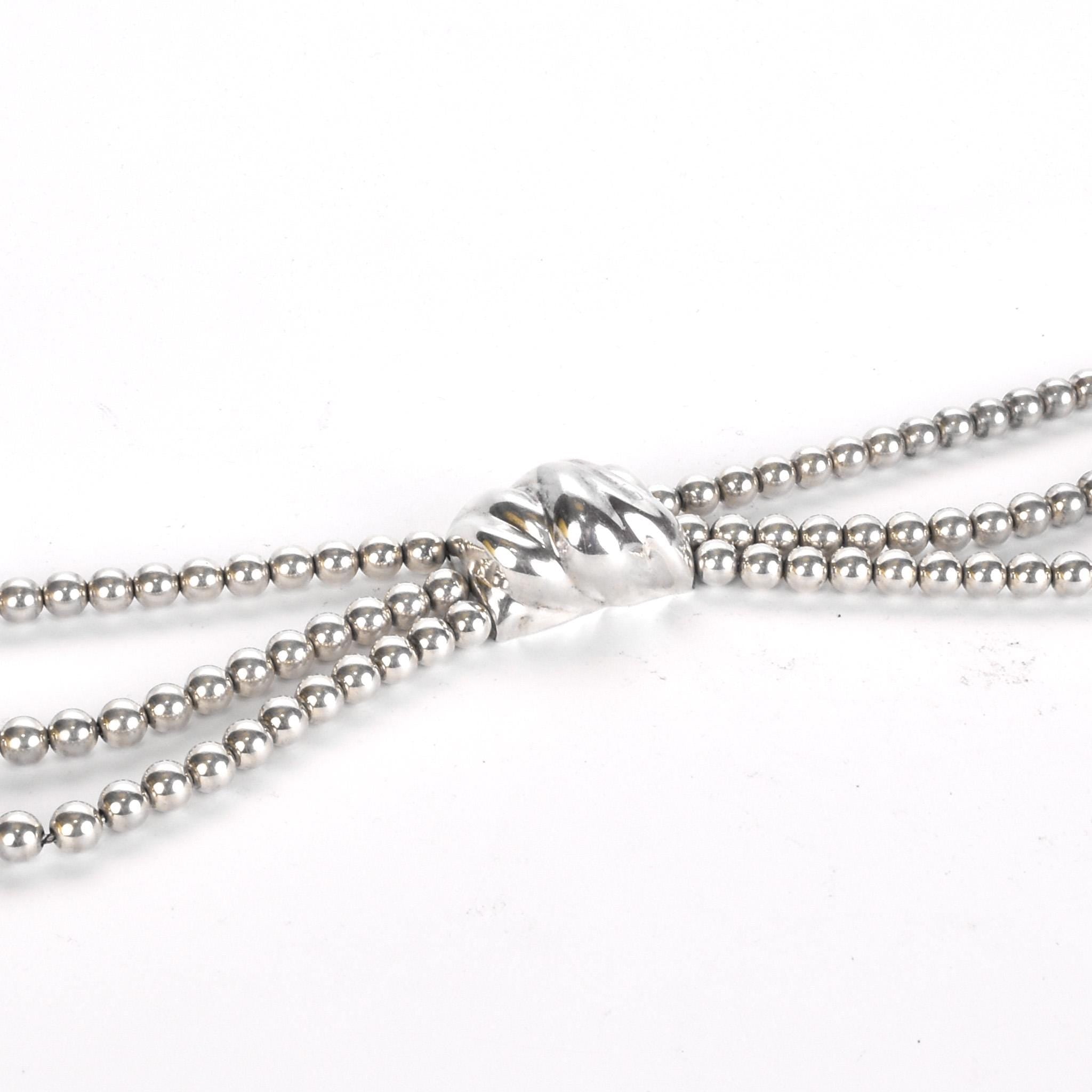 1980s Patricia Von Musulin Sterling Silver Multi-Strand Beaded Torsade Necklace