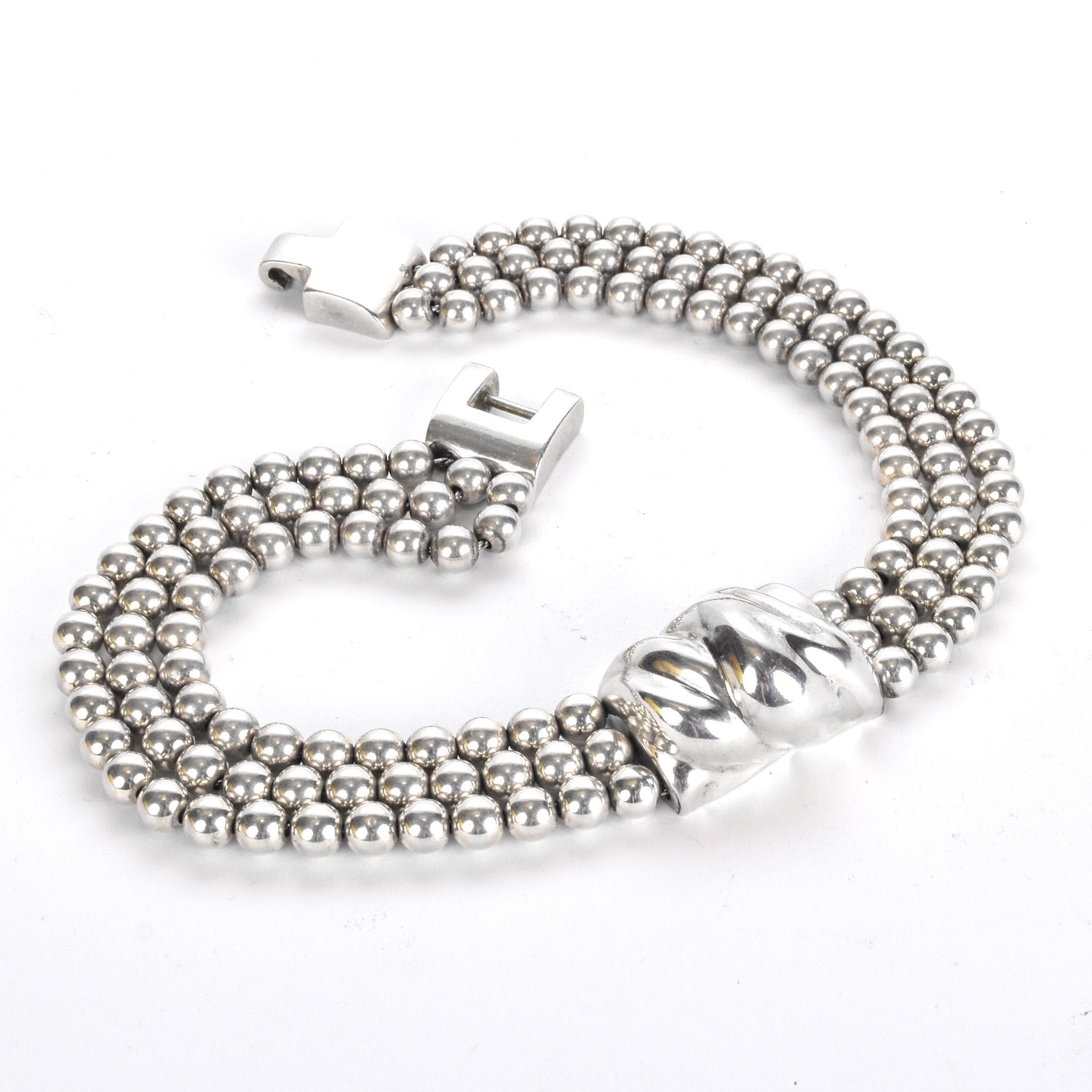 1980s Patricia Von Musulin Sterling Silver Multi-Strand Beaded Torsade Necklace