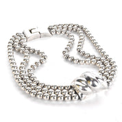 1980s Patricia Von Musulin Sterling Silver Multi-Strand Beaded Torsade Necklace