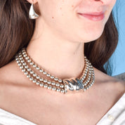 1980s Patricia Von Musulin Sterling Silver Multi-Strand Beaded Torsade Necklace