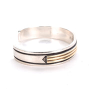 14K Gold and 925 Sterling Silver Navajo Cuff Signed M.M. Rogers