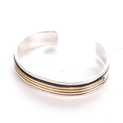 14K Gold and 925 Sterling Silver Navajo Cuff Signed M.M. Rogers