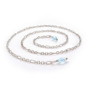 Vintage David Yurman Sterling Silver Wrap Necklace with 18K Gold and Blue Topaz Beads