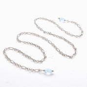 Vintage David Yurman Sterling Silver Wrap Necklace with 18K Gold and Blue Topaz Beads