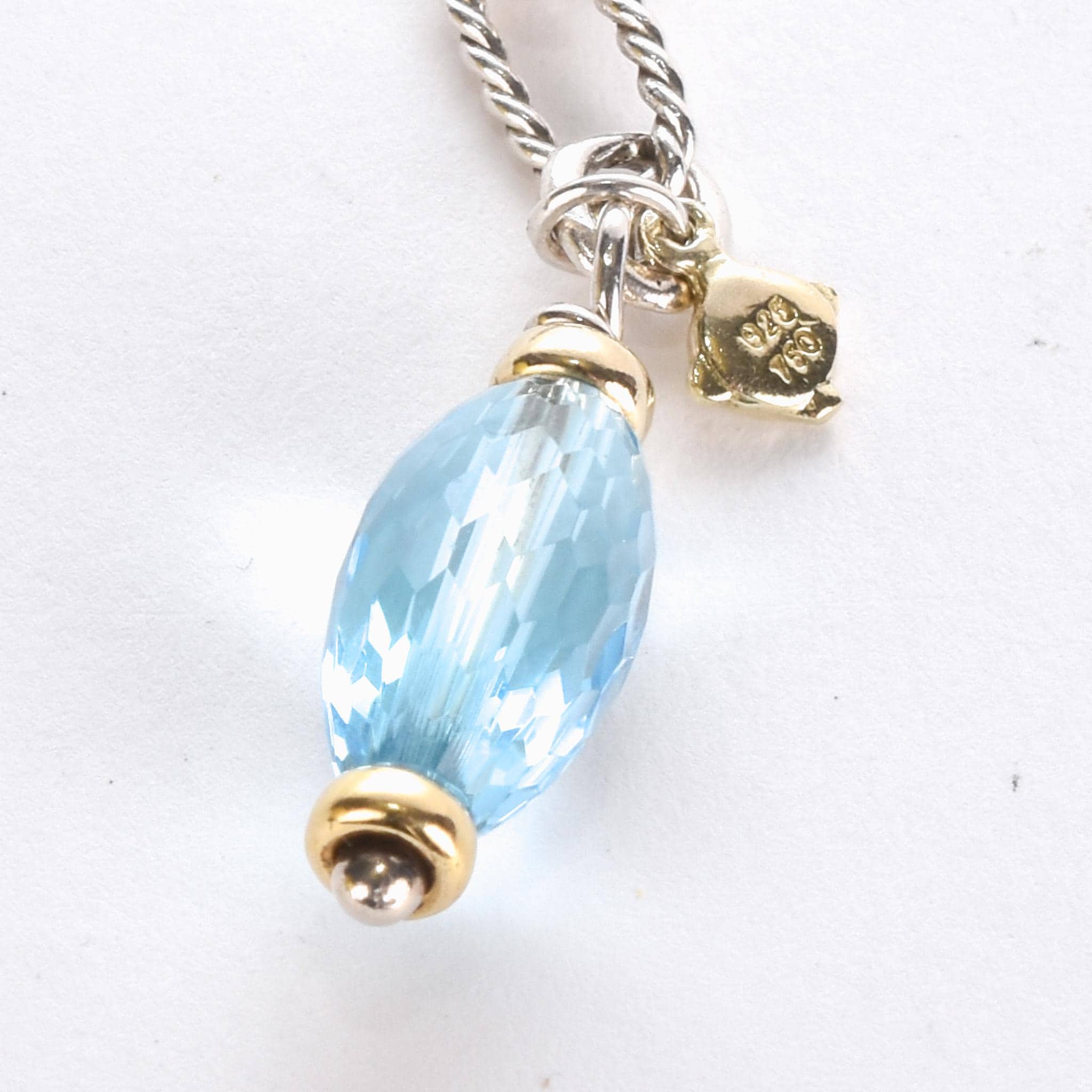 Vintage David Yurman Sterling Silver Wrap Necklace with 18K Gold and Blue Topaz Beads