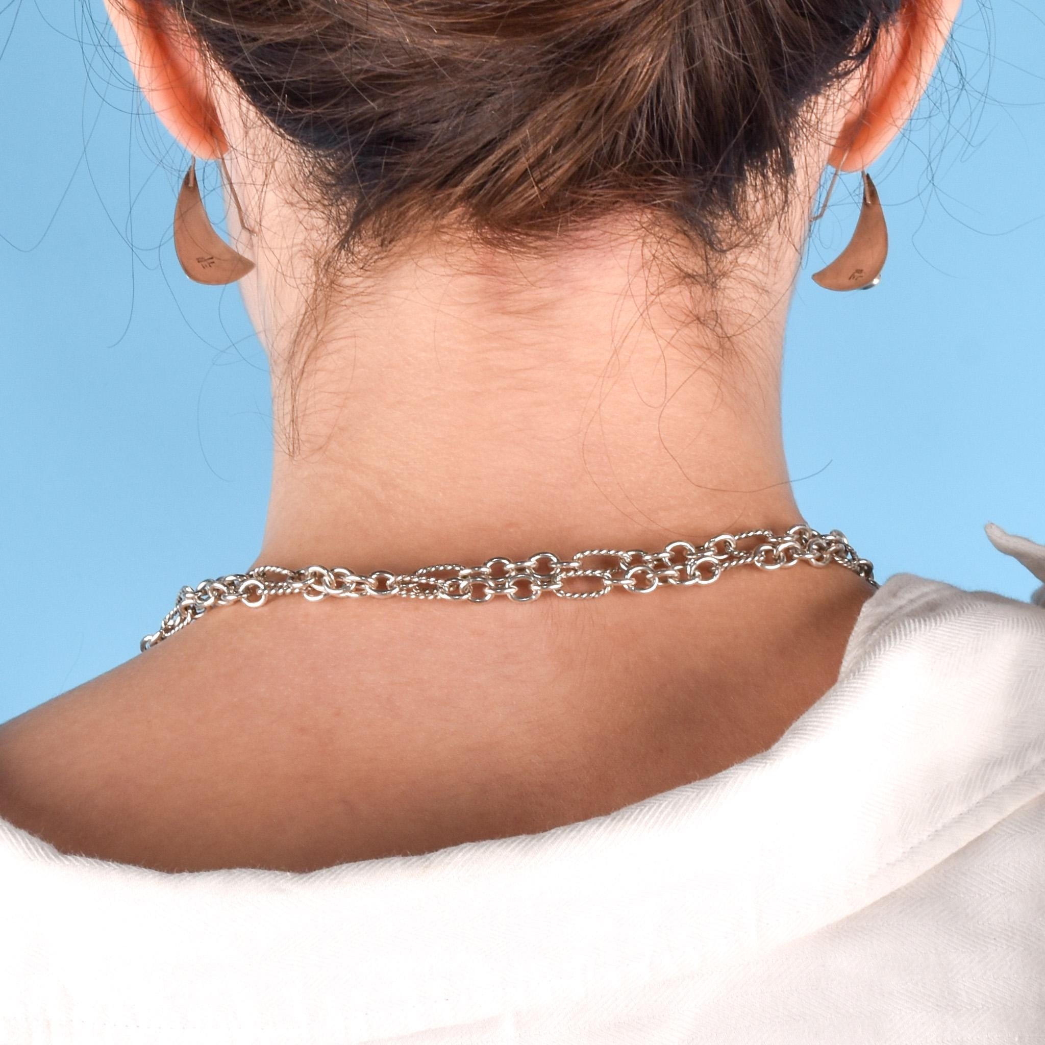 Vintage David Yurman Sterling Silver Wrap Necklace with 18K Gold and Blue Topaz Beads