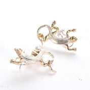 Signed Sergio Bustamante Sterling Silver and Gold Vermeil Lizard Earrings