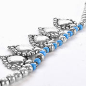 Sterling Silver and Turquoise Beaded Necklace with Large Heart-Shaped Silver Beads