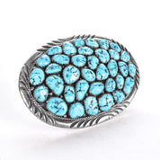 Sterling Silver Sleeping Beauty Nugget Turquoise Belt Buckle