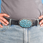 Sterling Silver Sleeping Beauty Nugget Turquoise Belt Buckle