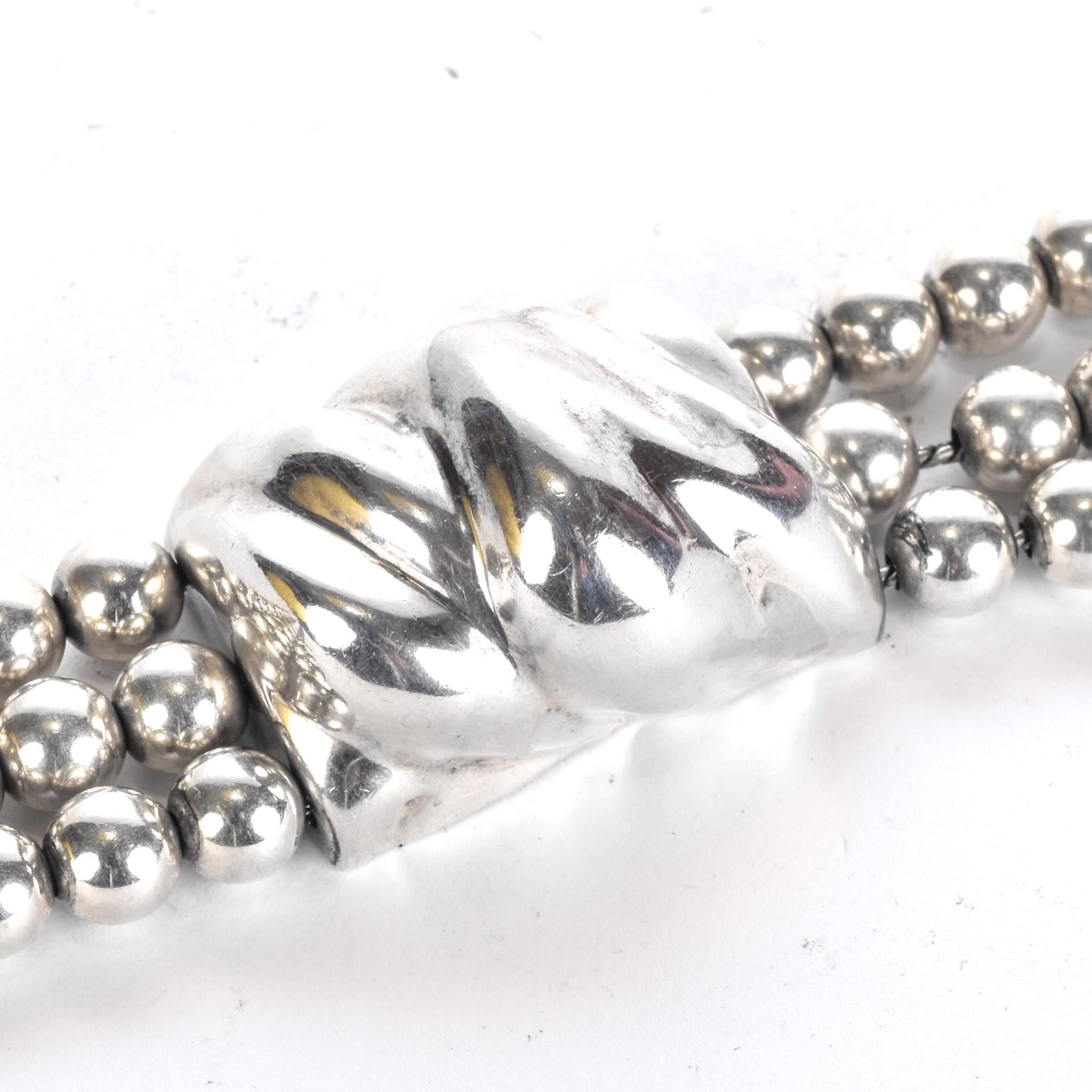 1980s Patricia Von Musulin Sterling Silver Multi-Strand Beaded Torsade Necklace