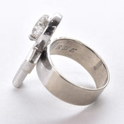 14K White Gold Ankh Ring with .70 CT Pear-Shaped Diamond