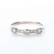 14K White Gold Multi-Diamond Bezel-Set Engagement Ring