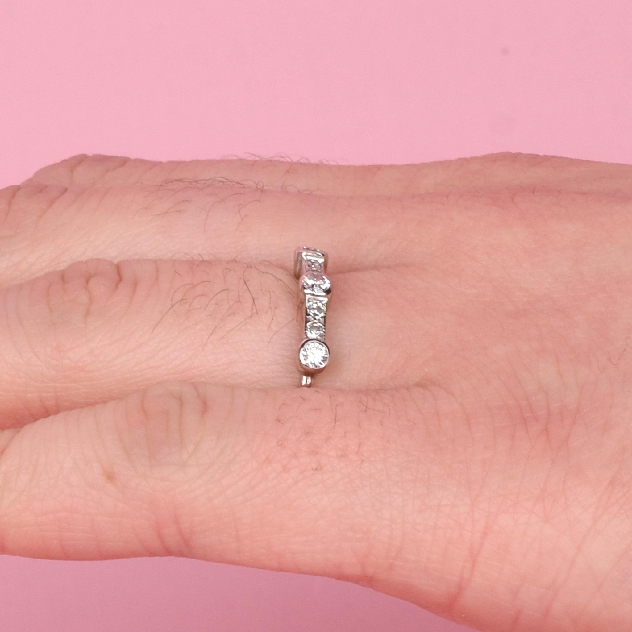 14K White Gold Multi-Diamond Bezel-Set Engagement Ring