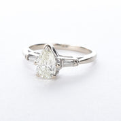 14K White Gold Pear-Cut Natural Diamond Engagement Ring